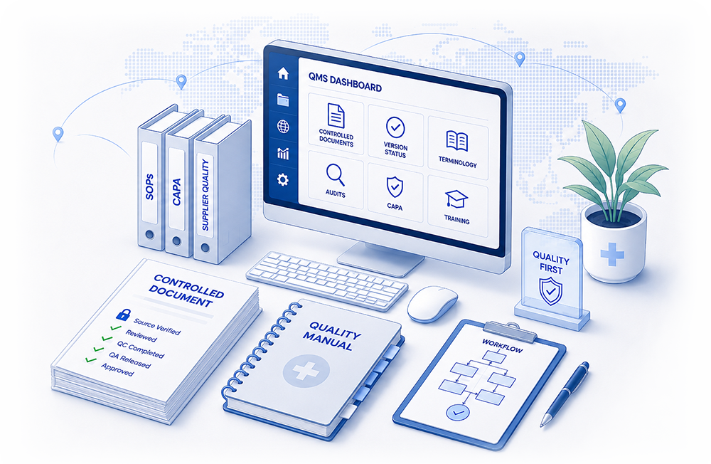 Medical device quality documentation workflow illustration